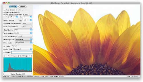 Camera controls are clearly laid out and easily accessible on the left side of the main window. Photo provided by Breeze Systems. Click for a bigger picture!