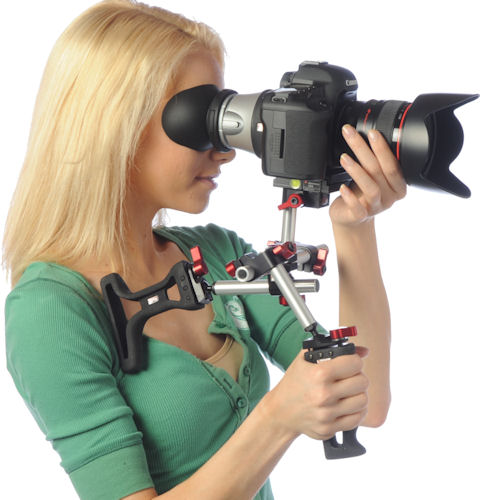 Zacuto's DSLR Tactical Shooter in use. Photo provided by Zacuto USA. Click for a bigger picture!