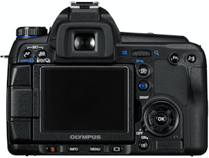 Olympus' E-30 digital SLR. Courtesy of Olympus, with modifications by Michael R. Tomkins. Click for a bigger picture!