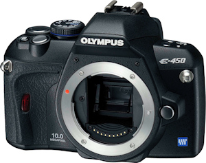 Olympus' E-450 digital SLR. Photo provided by Olympus Imaging America Inc. Click for a bigger picture!