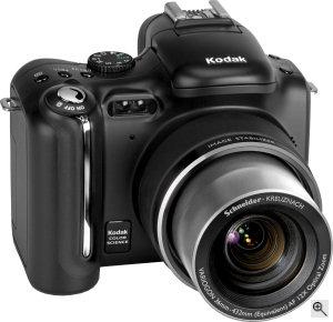 Kodak's EasyShare P712 digital camera. Courtesy of Kodak, with modifications by Michael R. Tomkins. Click for a bigger picture!