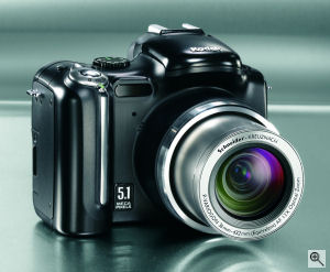 Kodak's EasyShare P850 Zoom digital camera. Courtesy of Kodak, with modifications by Michael R. Tomkins. Click for a bigger picture!