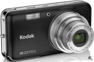 Kodak's EasyShare V803 digital camera. Courtesy of Kodak, with modifications by Michael R. Tomkins. Click for a bigger picture!