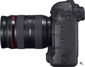 Canon's EOS-1D Mark II N digital SLR. Courtesy of Canon, with modifications by Michael R. Tomkins. Click for a bigger picture!