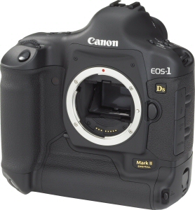 Canon's EOS-1Ds Mark II Digital. Courtesy of Canon, with modifications by Michael R. Tomkins. Click for a bigger picture!
