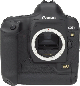 Canon's EOS-1Ds Mark II Digital. Courtesy of Canon, with modifications by Michael R. Tomkins. Click for a bigger picture!