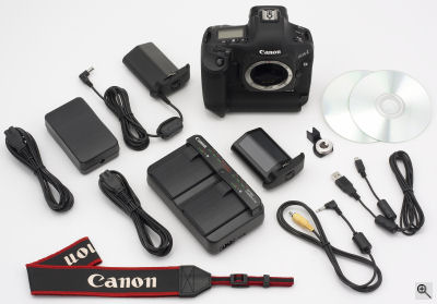 Canon's EOS-1D Mark III digital SLR. Courtesy of Canon, with modifications by Michael R. Tomkins. Click for a bigger picture!
