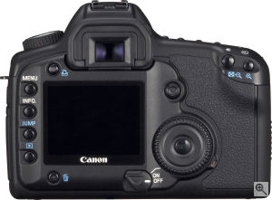 Canon's EOS 5D digital SLR. Courtesy of Canon, with modifications by Michael R. Tomkins. Click for a bigger picture!