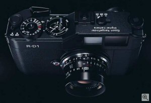 Epson's R-D1 rangefinder digital camera. Courtesy of Epson, with modifications by Michael R. Tomkins. Click for a bigger picture!
