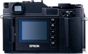 Epson's R-D1 rangefinder digital camera. Courtesy of Epson, with modifications by Michael R. Tomkins. Click for a bigger picture!