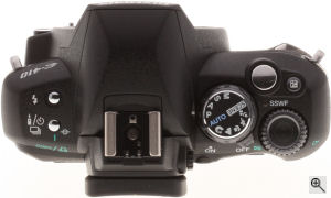 Olympus' EVOLT E-410 digital SLR. Copyright (c) 2007, The Imaging Resource. All rights reserved.