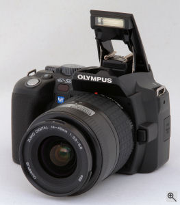 Olympus' EVOLT E-500 digital SLR. Copyright (c) 2005, The Imaging Resource. All rights reserved. Click for a bigger picture!