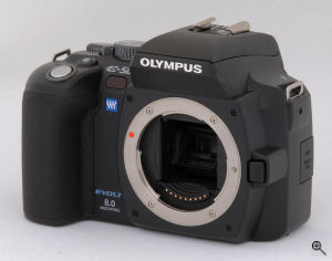 Olympus' EVOLT E-500 digital SLR. Copyright (c) 2005, The Imaging Resource. All rights reserved. Click for a bigger picture!