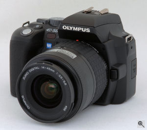 Olympus' EVOLT E-500 digital SLR. Copyright (c) 2005, The Imaging Resource. All rights reserved. Click for a bigger picture!