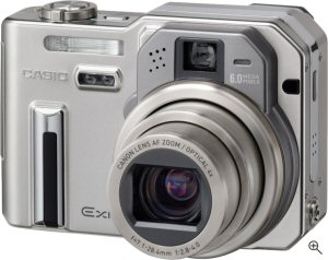 Casio's EXILIM PRO EX-P600 digital camera. Courtesy of Casio, with modifications by Michael R. Tomkins. Click for a bigger picture!