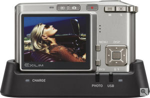 Casio's EXILIM CARD EX-S500 digital camera. Courtesy of Casio, with modifications by Michael R. Tomkins. Click for a bigger picture!
