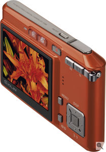 Casio's EXILIM CARD EX-S500 digital camera. Courtesy of Casio, with modifications by Michael R. Tomkins. Click for a bigger picture!