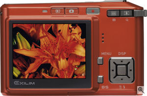 Casio's EXILIM CARD EX-S500 digital camera. Courtesy of Casio, with modifications by Michael R. Tomkins. Click for a bigger picture!