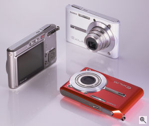 Casio's EXILIM CARD EX-S500 digital camera. Courtesy of Casio, with modifications by Michael R. Tomkins. Click for a bigger picture!
