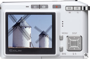 Casio's EXILIM CARD EX-S500 digital camera. Courtesy of Casio, with modifications by Michael R. Tomkins. Click for a bigger picture!