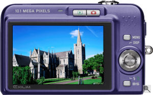 Casio's EXILIM ZOOM EX-Z1050 digital camera. Courtesy of Casio, with modifications by Michael R. Tomkins. Click for a bigger picture!