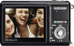 Casio's EXILIM ZOOM EX-Z5 digital camera. Courtesy of Casio, with modifications by Michael R. Tomkins. Click for a bigger picture!