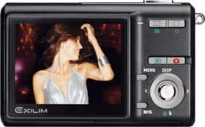 Casio's EXILIM ZOOM EX-Z70 digital camera. Courtesy of Casio, with modifications by Michael R. Tomkins.