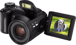 Casio's EXILIM EX-P505 digital camera. Courtesy of Casio, with modifications by Michael R. Tomkins. Click for a bigger picture!