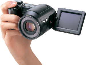 Casio's EXILIM EX-P505 digital camera. Courtesy of Casio, with modifications by Michael R. Tomkins. Click for a bigger picture!