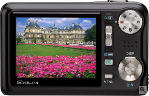 Casio's EXILIM Hi-Zoom EX-V8 digital camera. Courtesy of Casio, with modifications by Michael R. Tomkins. Click for a bigger picture!
