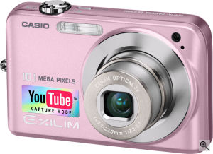 Casio's EXILIM Zoom EX-Z1080 digital camera. Courtesy of Casio, with modifications by Michael R. Tomkins. Click for a bigger picture!