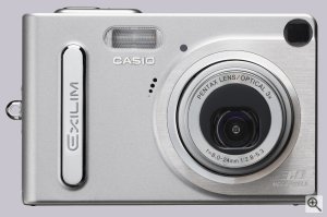 Casio's Exilim Zoom EX-Z3 digital camera. Courtesy of Casio, with modifications by Michael R. Tomkins. Click for a bigger picture!