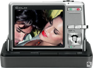 Casio's EXILIM EX-Z500 digital camera. Courtesy of Casio, with modifications by Michael R. Tomkins. Click for a bigger picture!