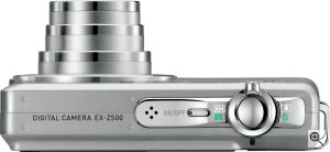 Casio's EXILIM EX-Z500 digital camera. Courtesy of Casio, with modifications by Michael R. Tomkins. Click for a bigger picture!