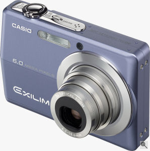 Casio's EXILIM EX-Z600 digital camera. Courtesy of Casio, with modifications by Michael R. Tomkins. Click for a bigger picture!