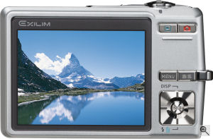 Casio's EXILIM ZOOM EX-Z700 digital camera. Courtesy of Casio, with modifications by Michael R. Tomkins. Click for a bigger picture!