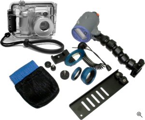 Fantasea's CP-3N underwater housing. Courtesy of Fantasea Line, with modifications by Michael R. Tomkins. Click for a bigger picture!