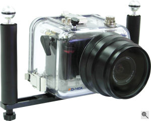 Fantasea's FD-40X waterproof housing. Courtesy of Fantasea, with modifications by Michael R. Tomkins. Click for a bigger picture!