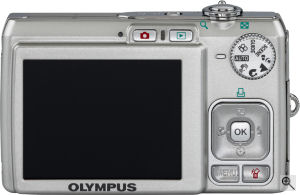Olympus' FE-250 digital camera. Courtesy of Olympus, with modifications by Michael R. Tomkins. Click for a bigger picture!