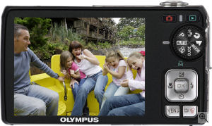 Olympus' FE-290 digital camera. Courtesy of Olympus, with modifications by Michael R. Tomkins. Click for a bigger picture!