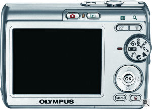 Olympus' FE-170 digital camera. Courtesy of Olympus, with modifications by Michael R. Tomkins. Click for a bigger picture!