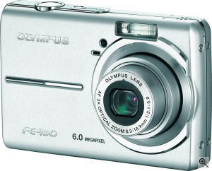 Olympus' FE-190 digital camera. Courtesy of Olympus, with modifications by Michael R. Tomkins. Click for a bigger picture!