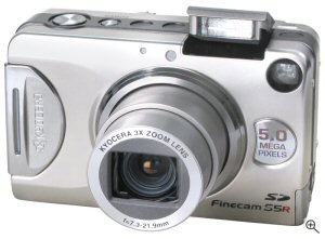 Kyocera's Finecam S5R digital camera. Courtesy of Kyocera, with modifications by Michael R. Tomkins. Click for a bigger picture!