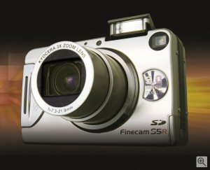Kyocera's Finecam S5R digital camera. Courtesy of Kyocera, with modifications by Michael R. Tomkins. Click for a bigger picture!