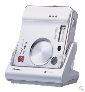 Fuji's FinePix F401 digital camera. Courtesy of Fuji USA, with modifications by Michael R. Tomkins.