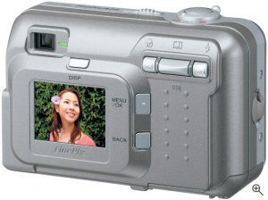 Fujifilm's FinePix A210 Zoom digital camera. Courtesy of Fuji, with modifications by Michael R. Tomkins. Click for a bigger picture!