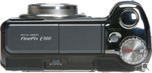Fujifilm's FinePix E900 digital camera. Courtesy of Fujifilm, with modifications by Michael R. Tomkins. Click for a bigger picture!