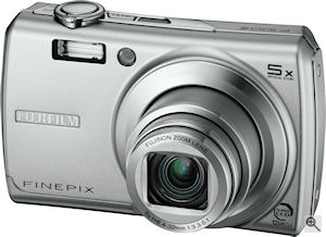 Fujifilm's FinePix F100fd digital camera. Courtesy of Fujifilm, with modifications by Michael R. Tomkins. Click for a bigger picture!