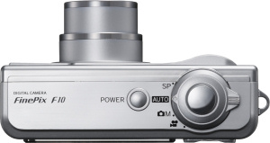 Fujifilm's FinePix F10 digital camera. Courtesy of Fujifilm, with modifications by Michael R. Tomkins. Click for a bigger picture!