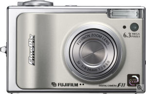 Fujifilm's FinePix F11 Zoom digital camera. Courtesy of Fujifilm, with modifications by Michael R. Tomkins. Click for a bigger picture!